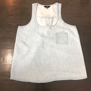 Denim open back tank top, size M